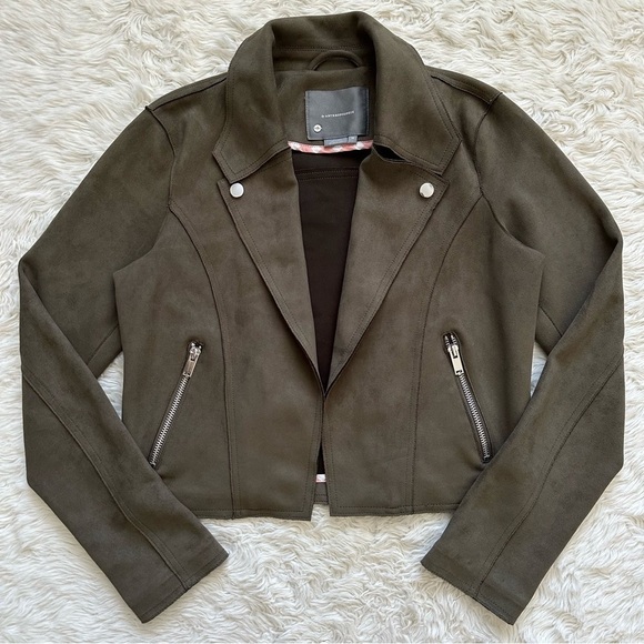 Anthropologie Jacket Kelyn Faux Suede Moto Open Front XS - Picture 2 of 13